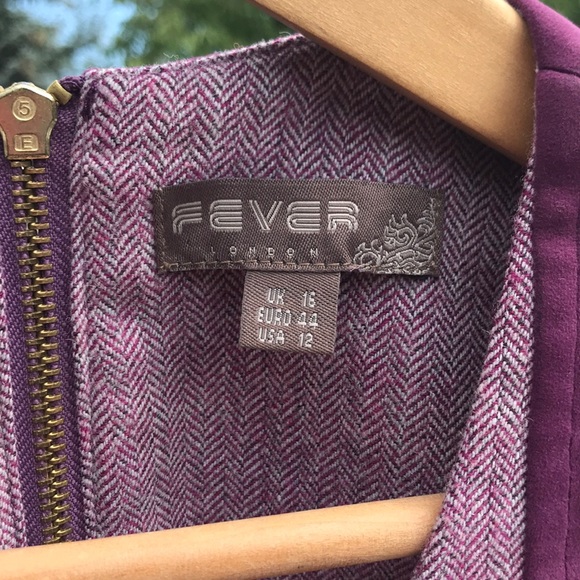 Grape coloured tweed and velvet dress - Picture 4 of 5